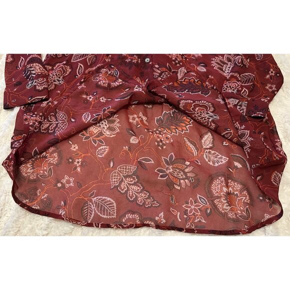 Women's LOFT Outlet Petite Sheer Collared Floral Blouse 100% Polyester Size SP - Picture 4 of 14